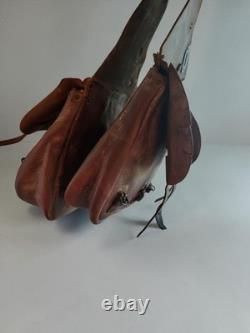 Antique 1904 1918 U. S. Cavalry Leather Saddle Bags With Both Canvas Liners US