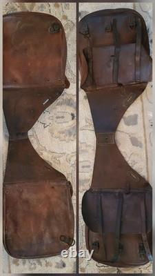 Antique 1904 1918 U. S. Cavalry Leather Saddle Bags With Both Canvas Liners US