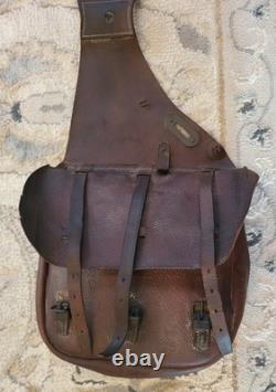 Antique 1904 1918 U. S. Cavalry Leather Saddle Bags With Both Canvas Liners US