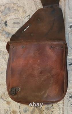 Antique 1904 1918 U. S. Cavalry Leather Saddle Bags With Both Canvas Liners US