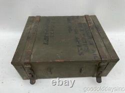 Antique 1917 WW1 US Army toolbox form m17 Repair Kit Solid Wood Box Ammo Trunk