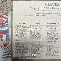 Antique 1917 World War Roster Poster-Company H-10th Pa Infantry
