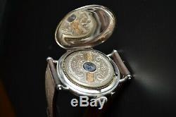Antique 8 days hebdomas WW1 military mens hunter trench watch open balance