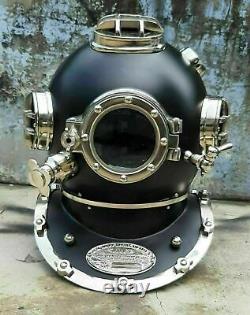 Antique Black Boston Divers Diving Helmet US Navy Mark V Deep Sea Marine Diver