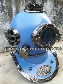 Antique Blue Diving Scuba Divers US Navy Mark Marine Boston Marine Helmet 18