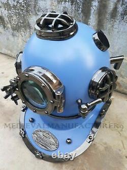 Antique Blue Diving Scuba Divers US Navy Mark Marine Boston Marine Helmet 18