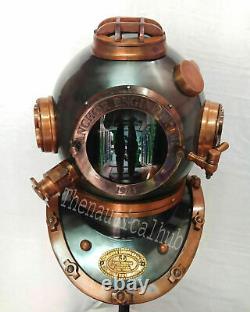 Antique Diving Brass Scuba Helmet Boston V US Navy Deep Sea Water Divers Marine