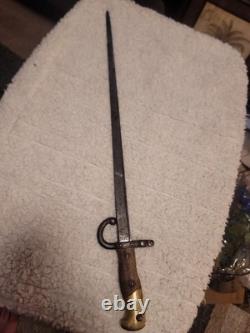 Antique French M1866 Chassepot Sword Bayonet Brass Pommel Military Bayonet