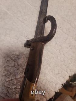 Antique French M1866 Chassepot Sword Bayonet Brass Pommel Military Bayonet
