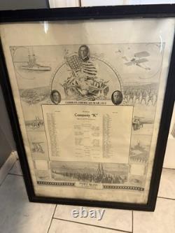 Antique German American War 1917 Company K Roster Fort Bliss Texas framed post