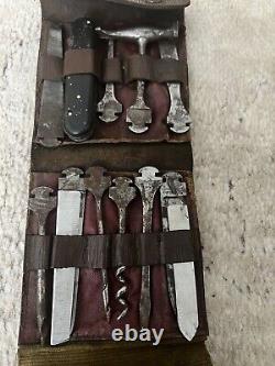 Antique German WWI Bonsa D. R. G. M Army Field MULTI TOOL KIT in Leather Wallet