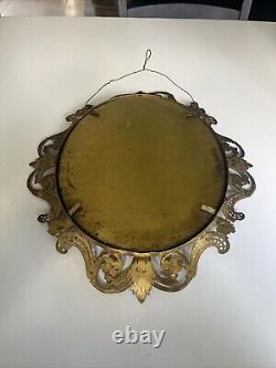 Antique Hand Colored Convex Bubble Glass Framed Portrait Read Description