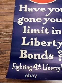 Antique ORIGINAL 28 x 13 WWI World War One WW1 Poster Liberty Bonds 4th Loan