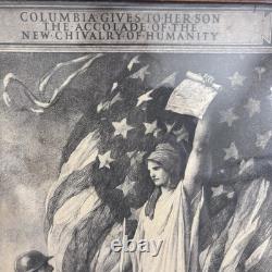 Antique Original WW1 Military Infantry Company Wounded In Action Letter Framed