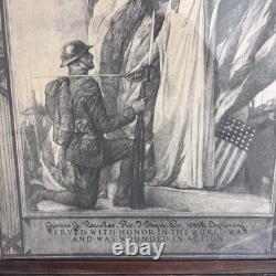 Antique Original WW1 Military Infantry Company Wounded In Action Letter Framed