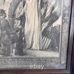 Antique Original WW1 Military Infantry Company Wounded In Action Letter Framed