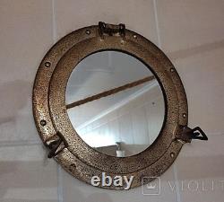 Antique Porthole Mirror Ship Brass Open With Locks Window Maritime Rare Old 20th