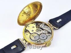 Antique Rolex 9k Gold Genuine 1916 Wwi Officer's Wristwatch #722709