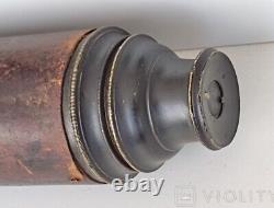Antique Spyglass English Marine Wood Bronze Leather Monoculars Peephole Rare Old