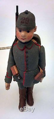 Antique Steiff Felt German Infantryman Doll WWI Uniform
