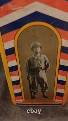 Antique Tin World War One Era Bank Voor Onze Jongens Dutch Soldier