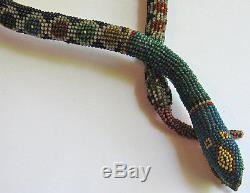 Antique Turkish Wwi Prisoner Of War Colorful Beaded Rattle Snake Ottoman