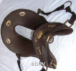 Antique US Cavalry Saddle Brass US Conchos Military McClellan 12 Seat