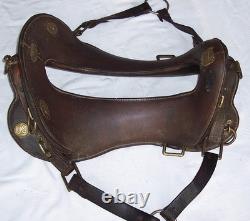 Antique US Cavalry Saddle Brass US Conchos Military McClellan 12 Seat