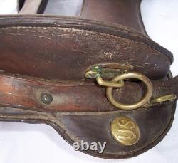 Antique US Cavalry Saddle Brass US Conchos Military McClellan 12 Seat