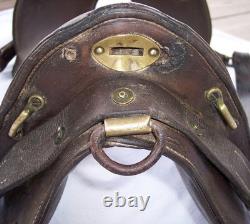 Antique US Cavalry Saddle Brass US Conchos Military McClellan 12 Seat