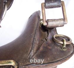 Antique US Cavalry Saddle Brass US Conchos Military McClellan 12 Seat
