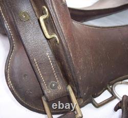 Antique US Cavalry Saddle Brass US Conchos Military McClellan 12 Seat