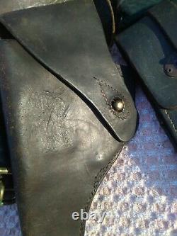 Antique US Military G&K 1918 AG Leather Holster w Belt & Ammo Pouches WWI Era
