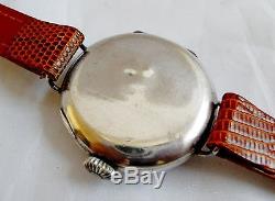 Antique WW1 Hallmarked Sterling Silver Enamel Dial Military Gents Wristwatch