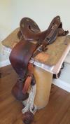 Antique WW1 McClellan Cavalry Saddle with Hooded Stirrups and Accessories