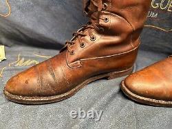 Antique WW1 Officers Leather Field Boots Wooden Trees Inc