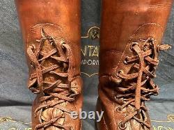 Antique WW1 Officers Leather Field Boots Wooden Trees Inc