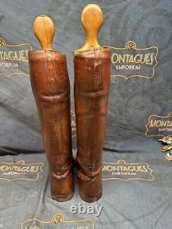 Antique WW1 Officers Leather Field Boots Wooden Trees Inc