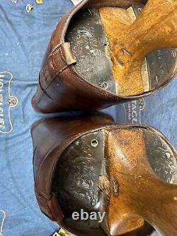 Antique WW1 Officers Leather Field Boots Wooden Trees Inc