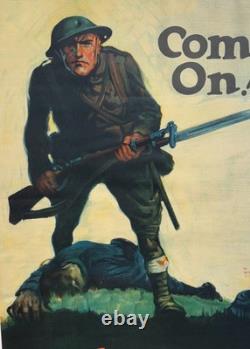Antique WW1 Poster Come On! 1917 World War One American Soldier Walter Whitehead