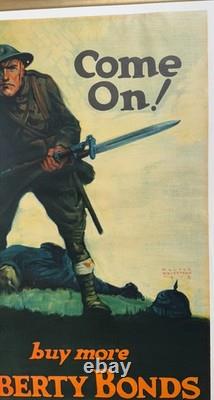 Antique WW1 Poster Come On! 1917 World War One American Soldier Walter Whitehead