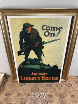Antique WW1 Poster Come On! 1917 World War One American Soldier Walter Whitehead