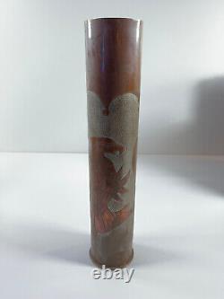 Antique WW1 Shell Trench Art EAGLE peacock LOVELY