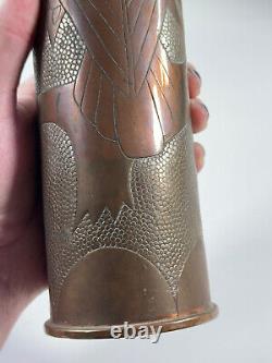 Antique WW1 Shell Trench Art EAGLE peacock LOVELY