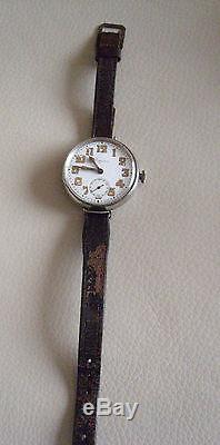 Antique WW1 Silver Longine Trench watch oversized 1915