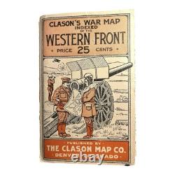 Antique WW1 World War One Clason War Map of Western Front