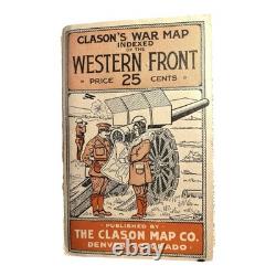 Antique WW1 World War One Clason War Map of Western Front