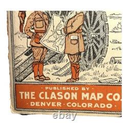 Antique WW1 World War One Clason War Map of Western Front