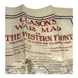 Antique WW1 World War One Clason War Map of Western Front