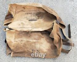 Antique WW1 World War U. S Army Big Canvas Pack Consolidated Bag Boston Depot WWI